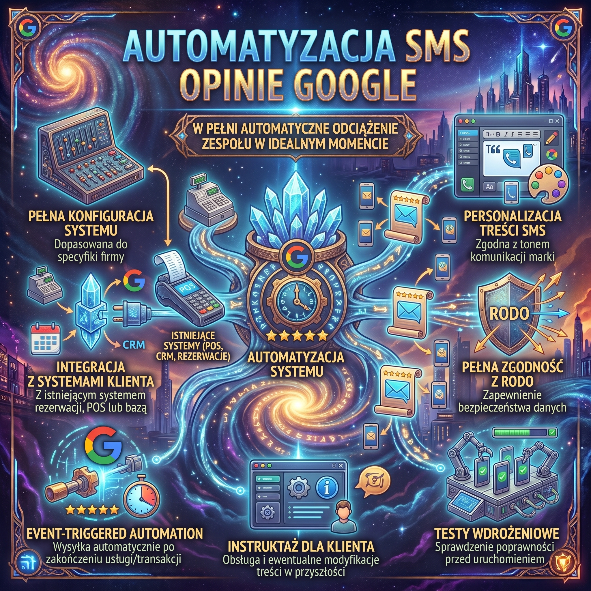 Automatyzacja SMS opinie Google
